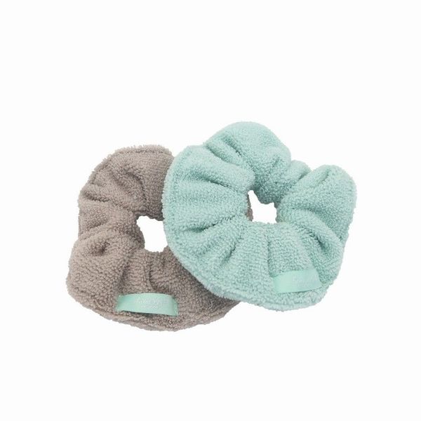 Microfibre Scrunchie 2pk - Grey & Mint